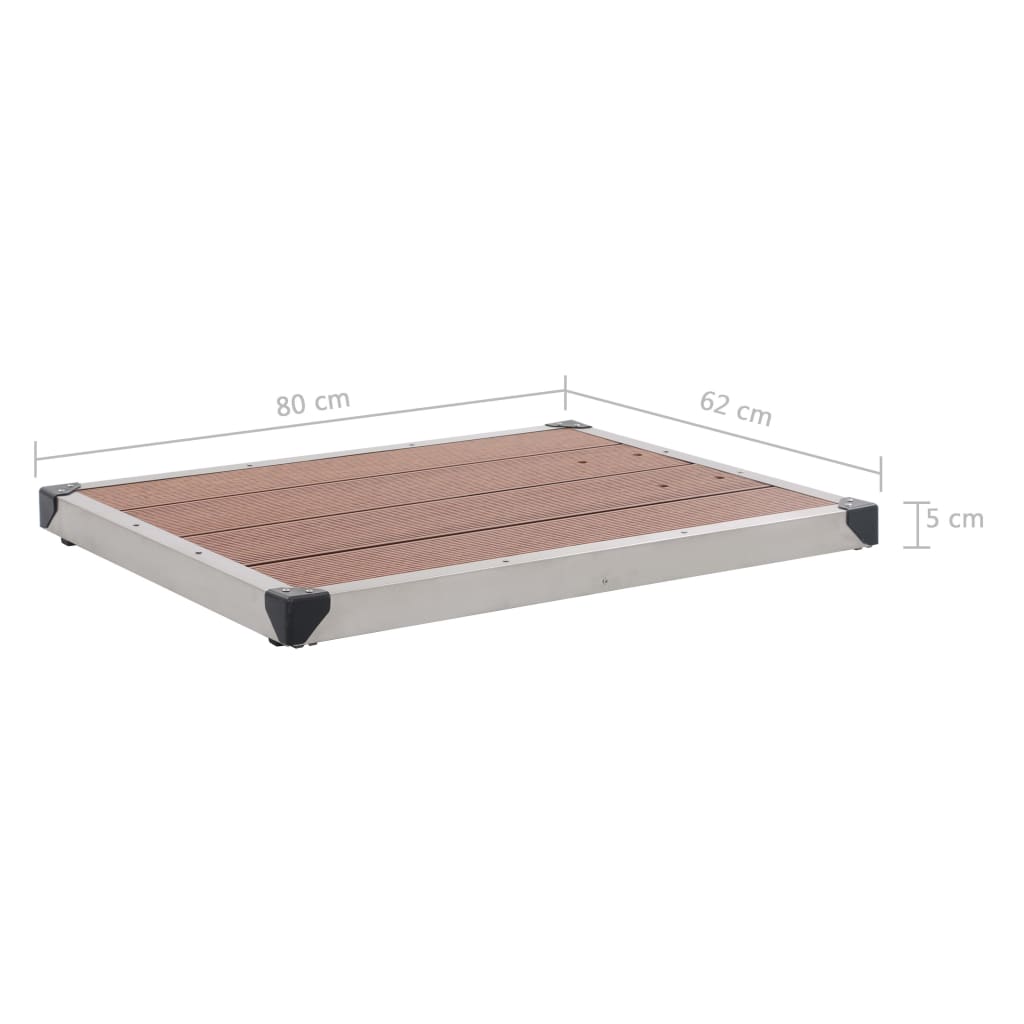 Outdoor Shower Tray WPC Stainless Steel 80x62 cm Brown
