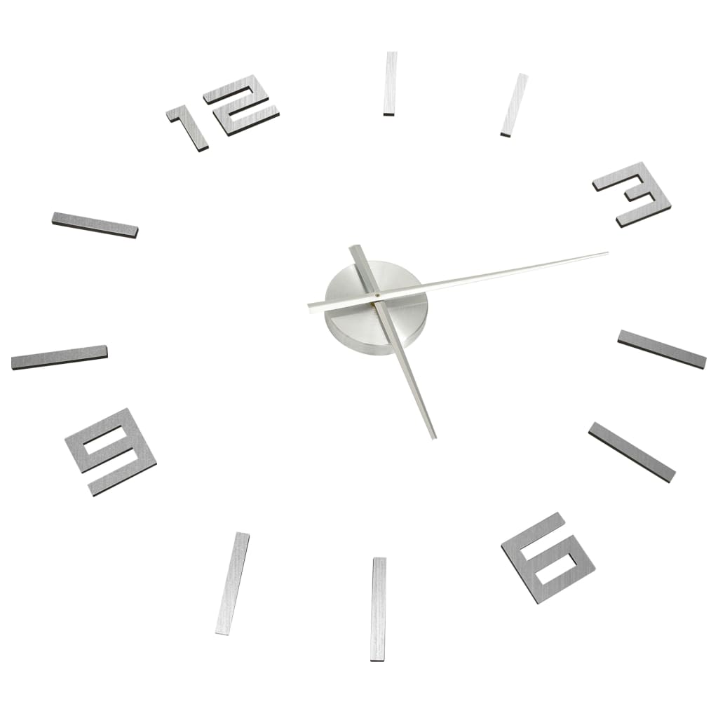 Horloge murale 3D Design moderne Argenté 100 cm XXL