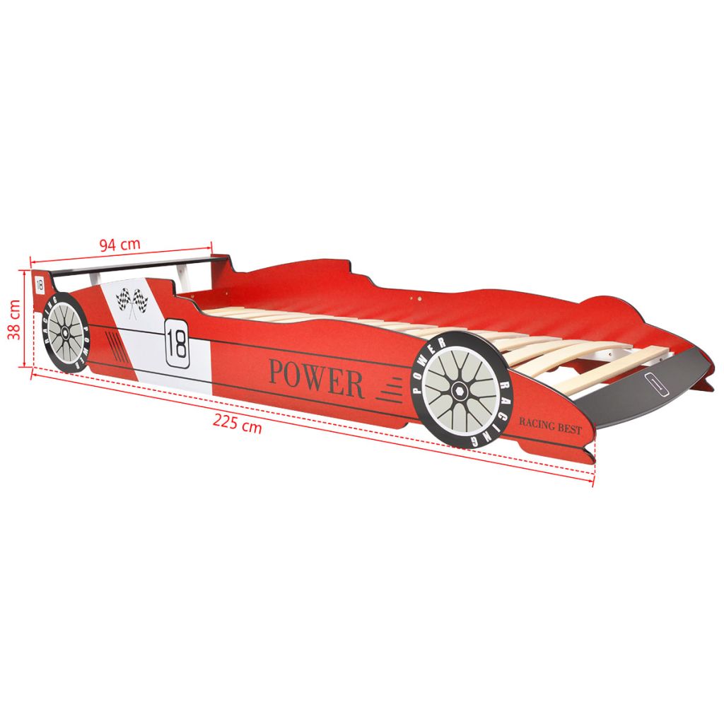 Children's LED Race Car Bed 90x200 cm Red