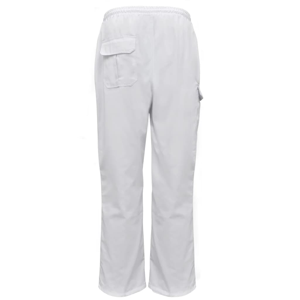 2 pantalons de cuisine blancs avec taille élastiquée et cordon S