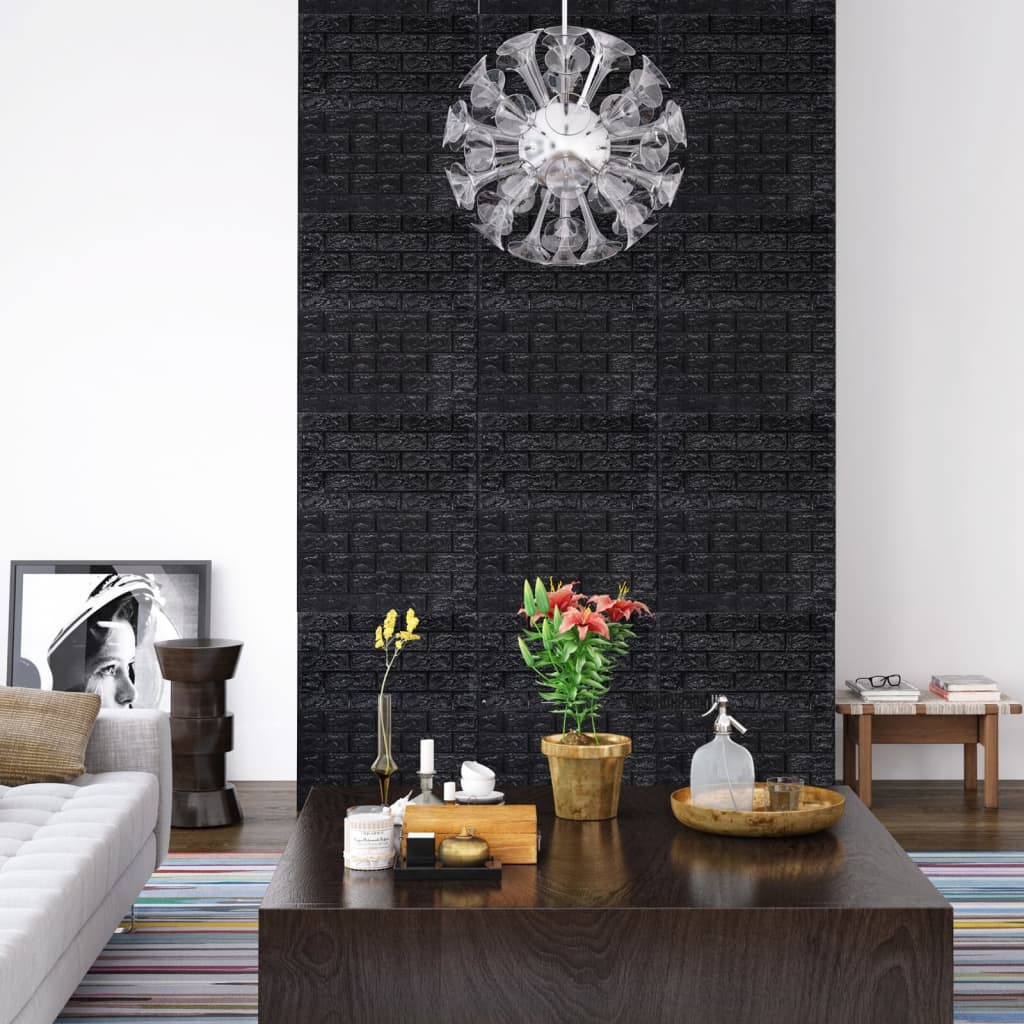 3D Wallpaper Bricks Self-adhesive 40 pcs Black