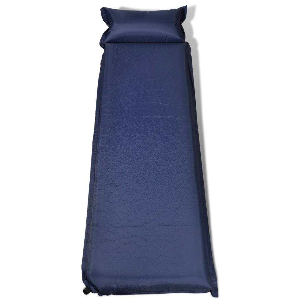 Matelas auto-gonflant avec oreiller 10 x 66 x 200 cm bleu