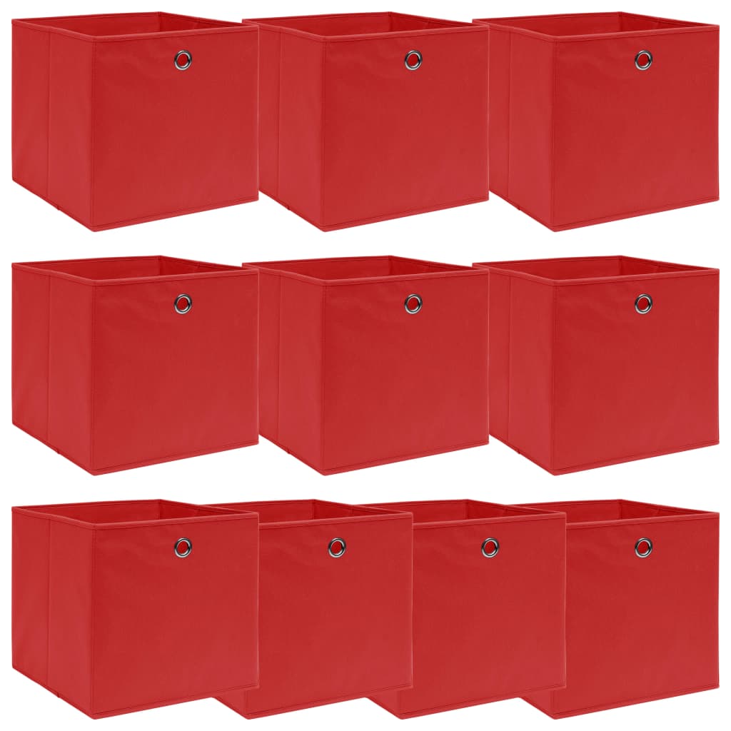 Boîtes de rangement 10 pcs Rouge 32x32x32 cm Tissu