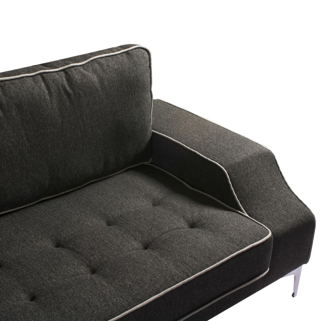 Sofa in L-Form Retro Stoff Dunkelgrau XXL 326 x 163 x 83 cm