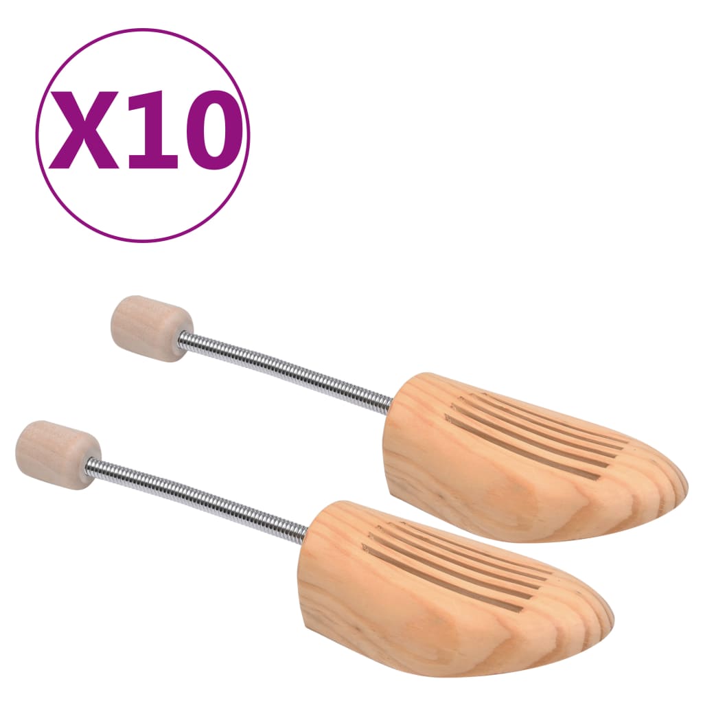 Shoe Trees 10 Pairs Size 36-37 Solid Pine Wood