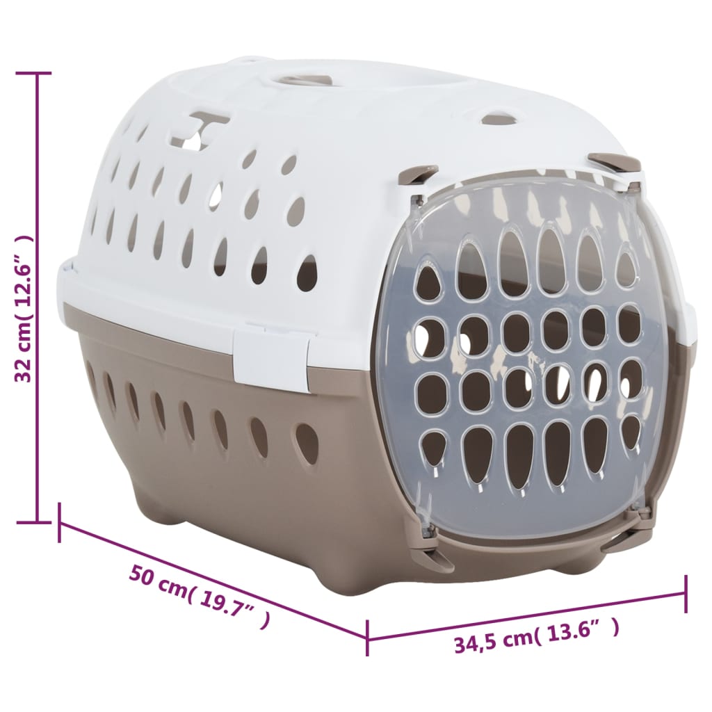 Pet Transport Box White and Brown 50x34.5x32 cm PP