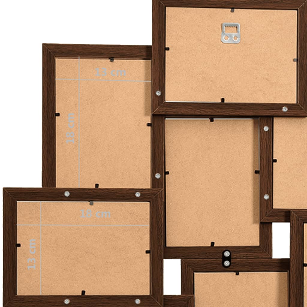 Collage Photo Frame for 10x(13x18 cm) Picture Dark Brown MDF