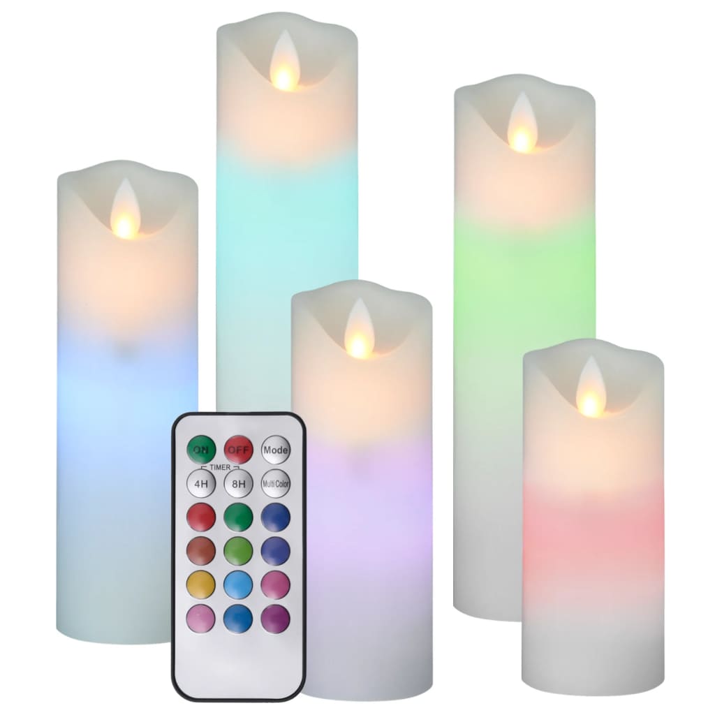 5-tlg. LED-Kerzen-Set Elektrisch mit Fernbedienung Bunt