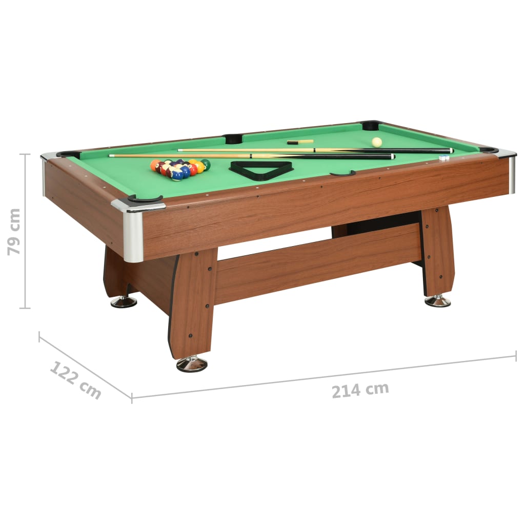 7 Feet Billiard Table 88 kg 214x122x79 cm Brown