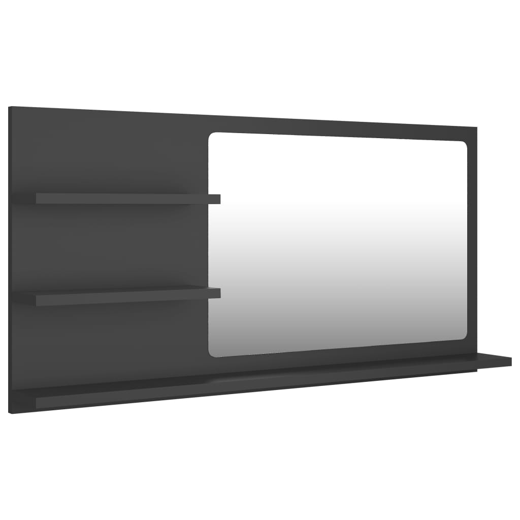 Badspiegel Grau 90x10,5x45 cm Holzwerkstoff