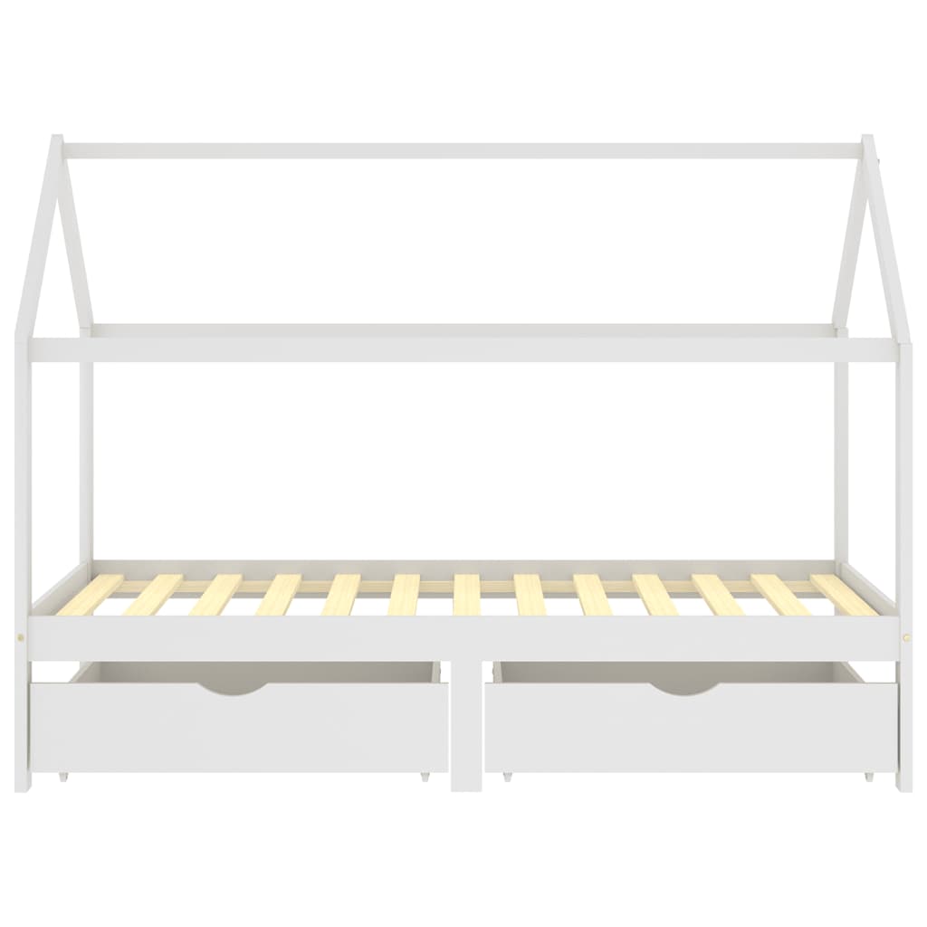 Cadre de lit d'enfant avec tiroirs Blanc Pin massif 90x200 cm