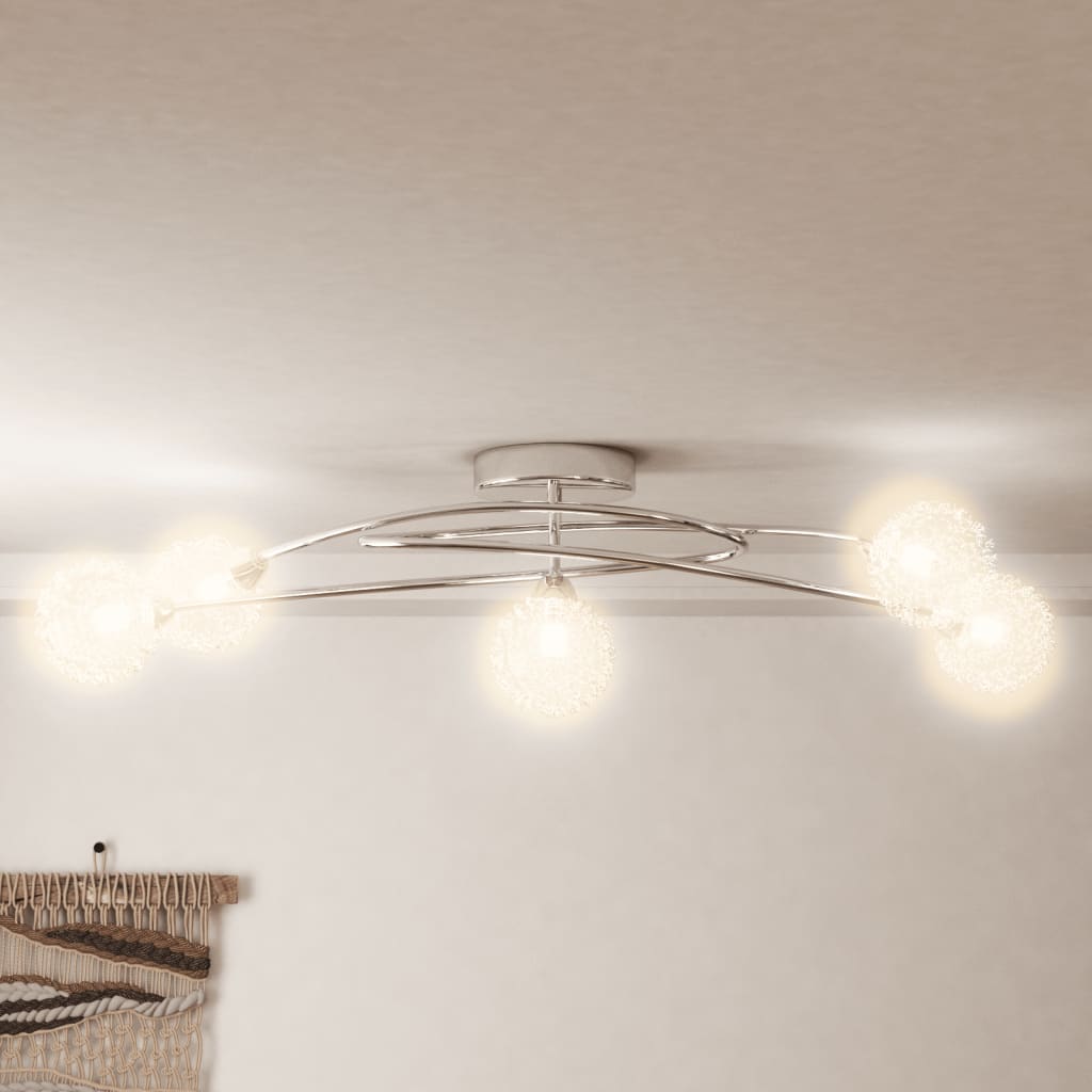 Ceiling Lamp with Mesh Wire Shades for 5 G9 LED Lights