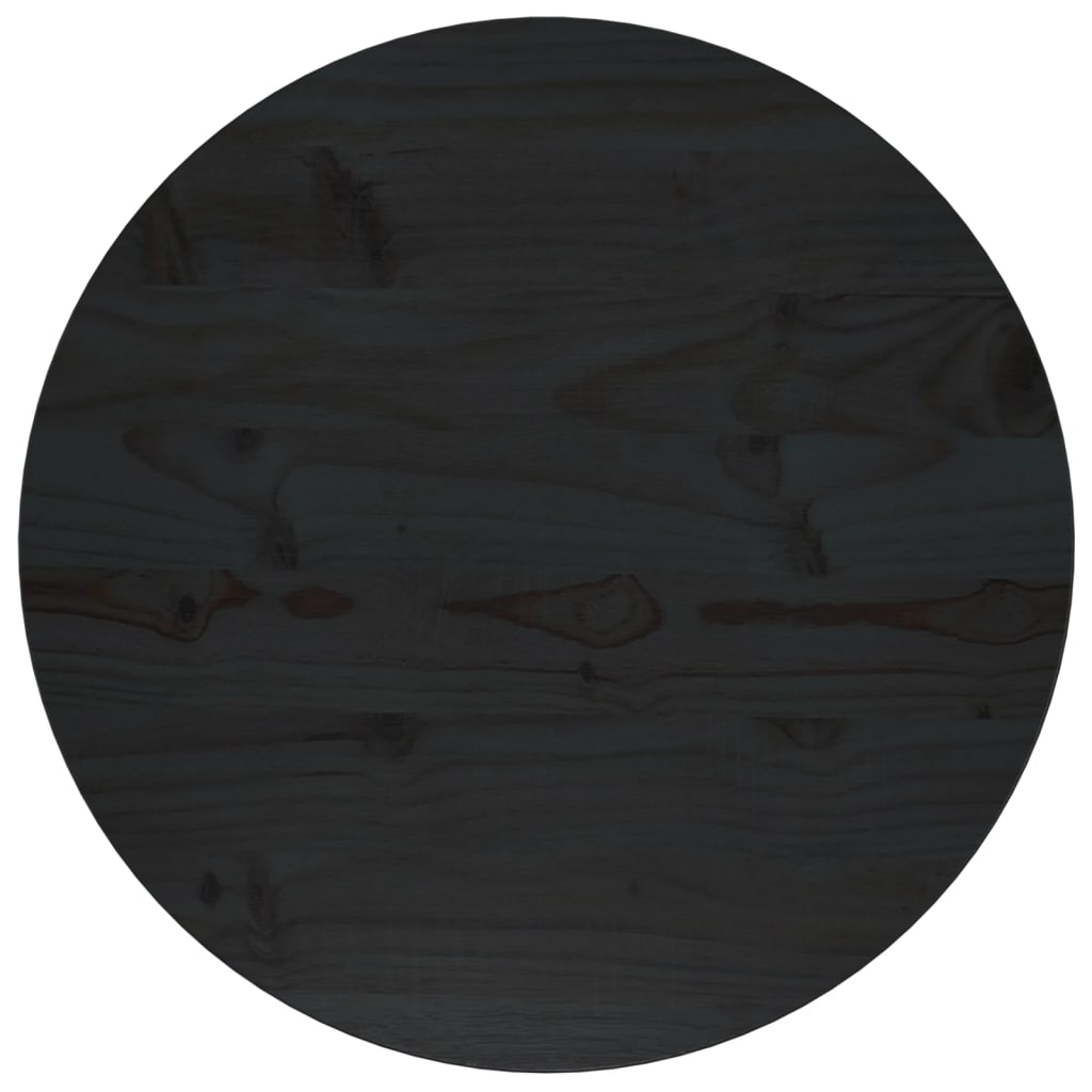 Table Top Black Ø50x2.5 cm Solid Wood Pine
