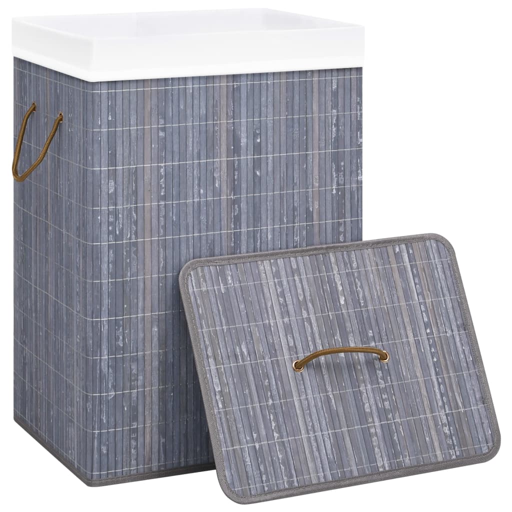 Bambus-Wäschekorb mit 1 Fach Grau