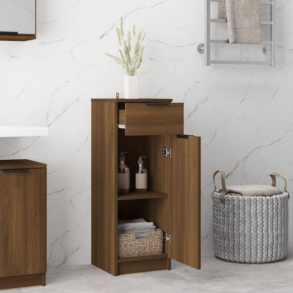 Bathroom Cabinet Brown Oak 32x34x90 cm Engineered Wood