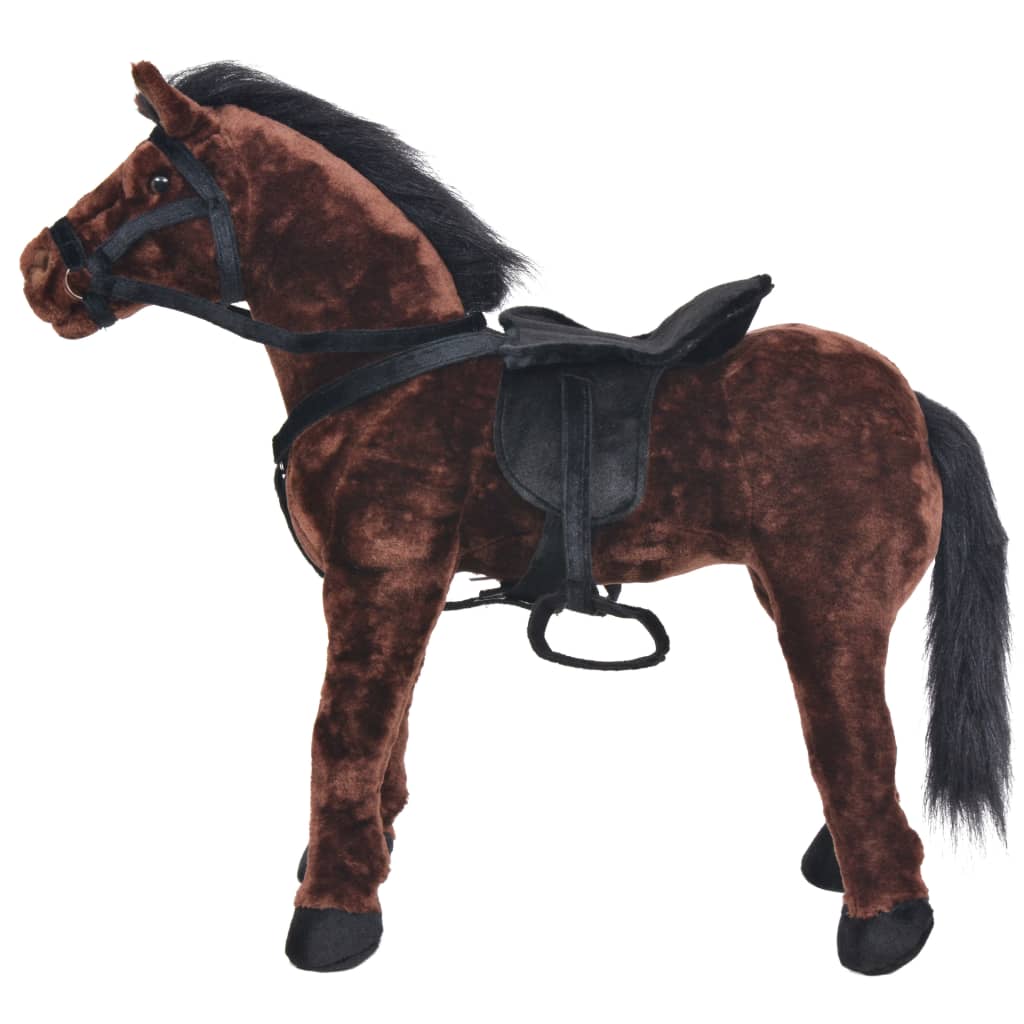 Standing Plush Toy Horse Dark Brown XXL