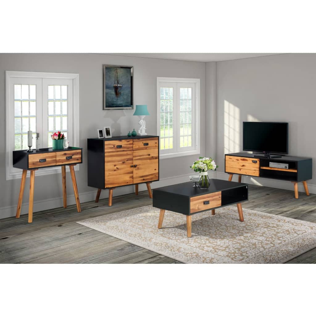 Four Piece Living Room Furniture Set Solid Acacia Wood