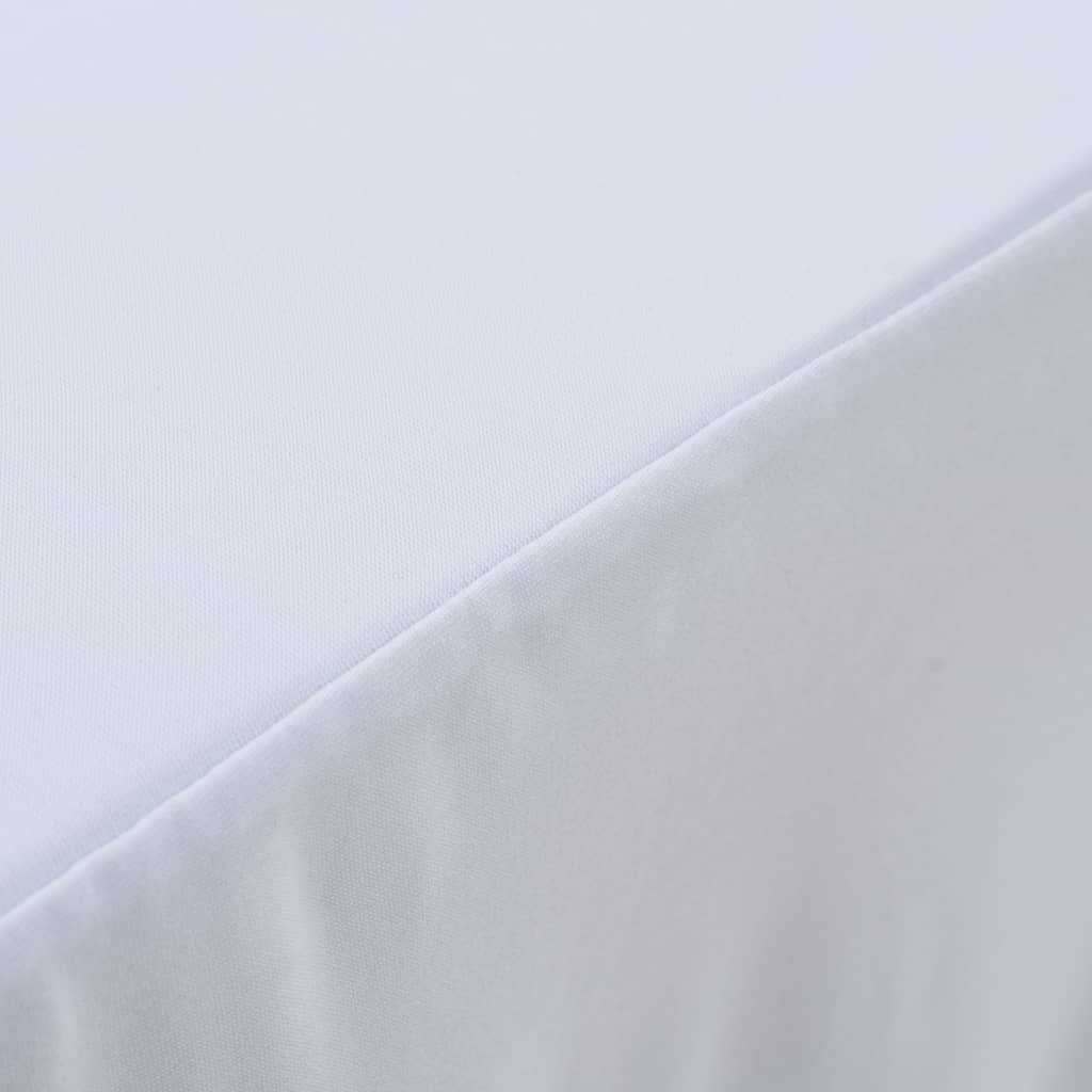 2 pcs Stretch Table Covers with Skirt 243x76x74 cm White