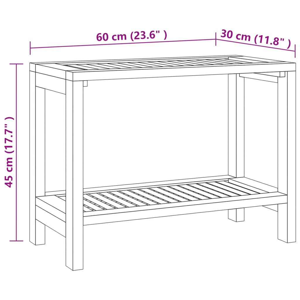 Table d'appoint de salle de bain 60x30x45cm bois de teck solide
