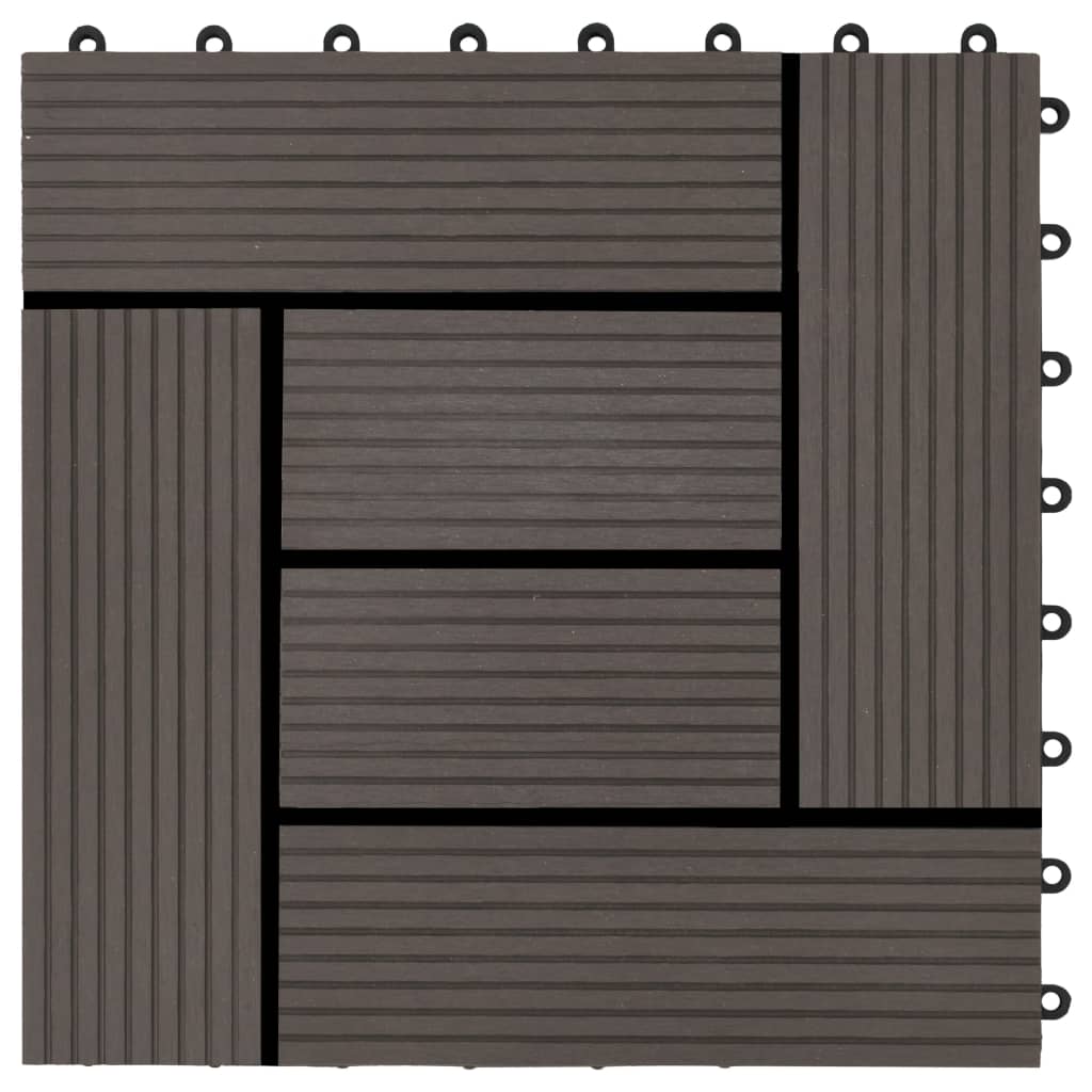 11 pcs Decking Tiles WPC 30x30 cm 1 sqm Dark Brown
