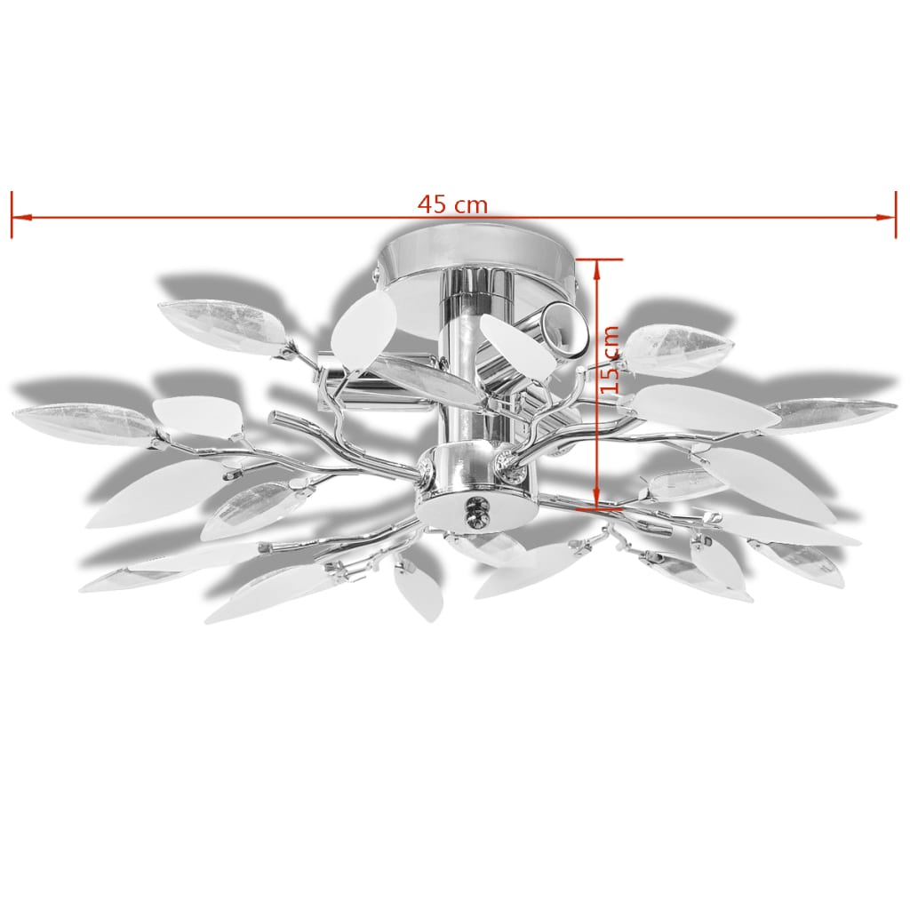 Deckenleuchte Weisse & Klare Acrylglas-Blätter 3 × E14-Lampen  
