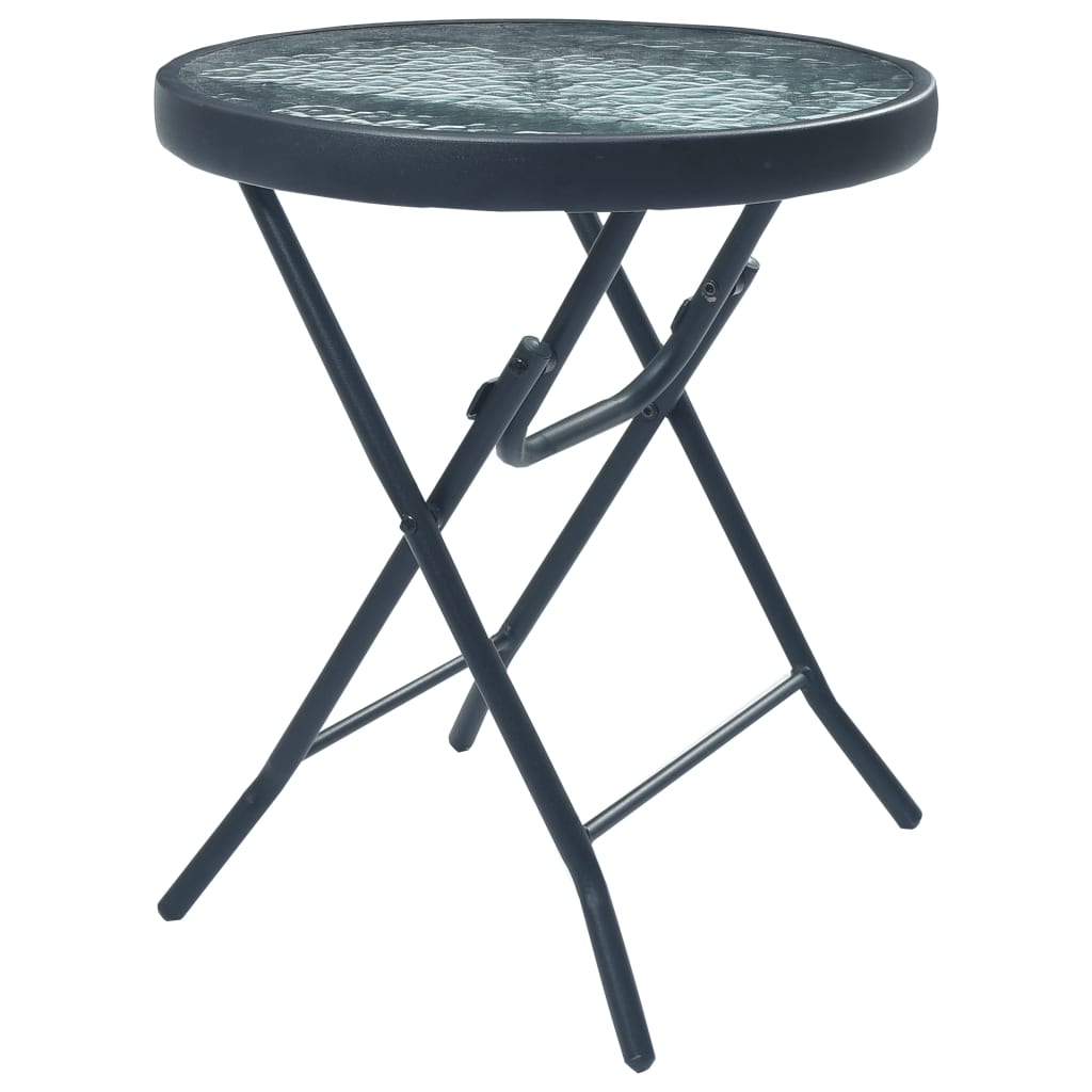 Bistro Table Black 40x46 cm Steel and Glass