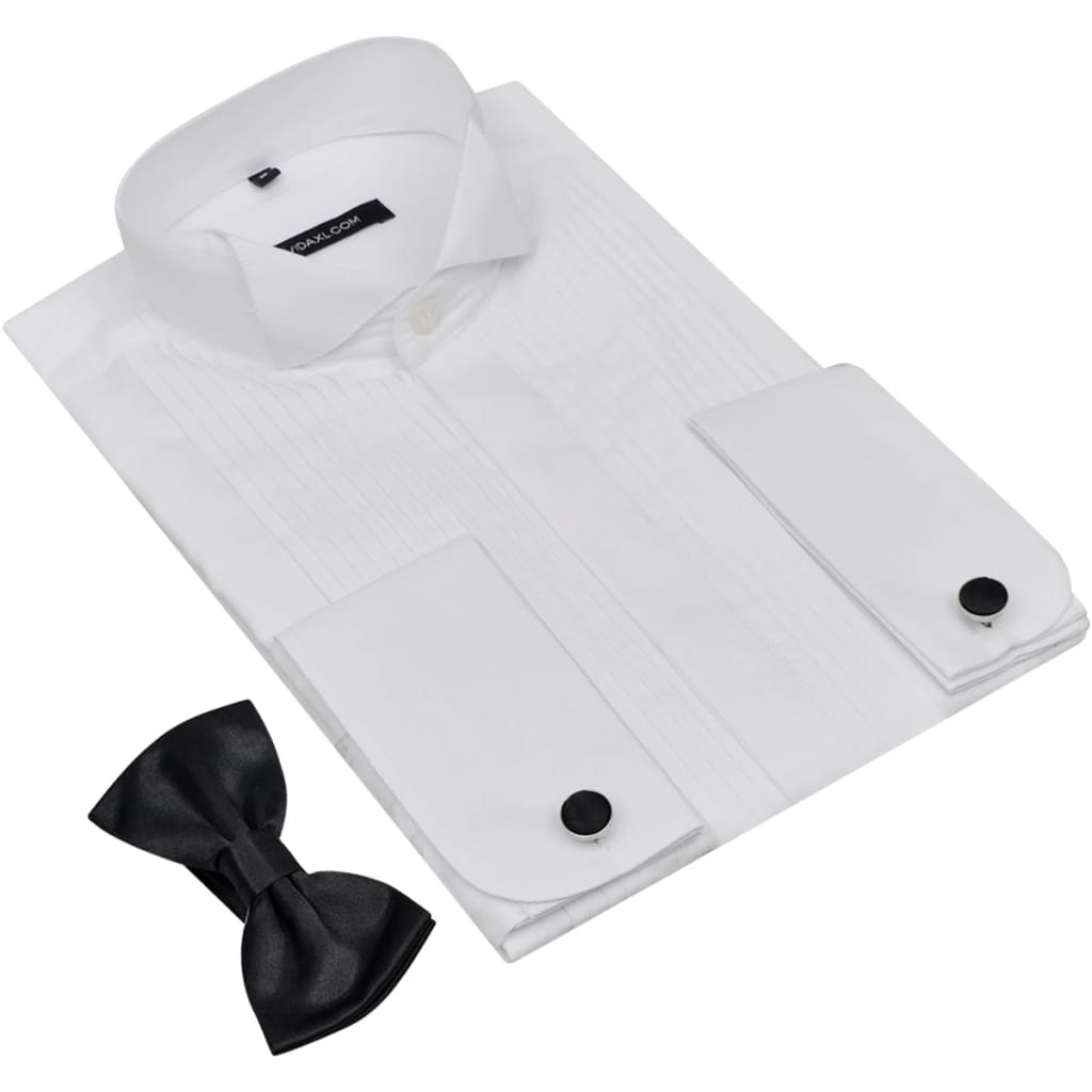 Chemise à noeud papillon & boutons à manchette Taille M Blanc Homme