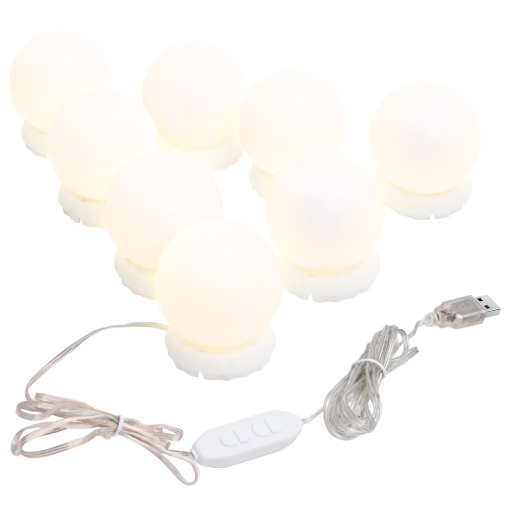 Spiegelleuchte mit 8 LED-Glühbirnen Warmweiss und Kaltweiss