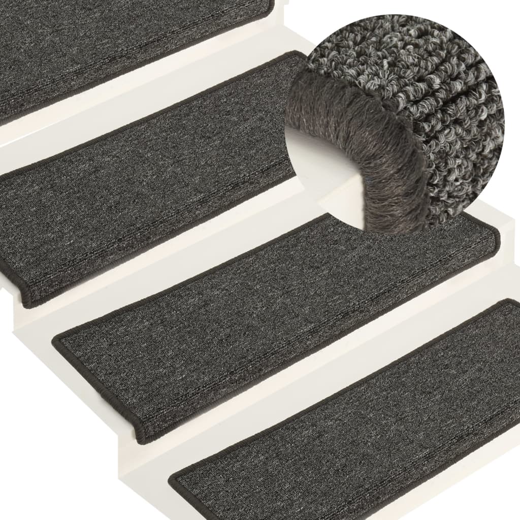 Carpet Stair Treads 15 pcs 65x25 cm Grey and Black