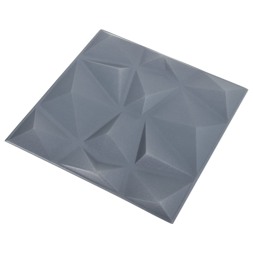 3D-Wandpaneele 48 Stk. 50x50 cm Diamant Grau 12 m²
