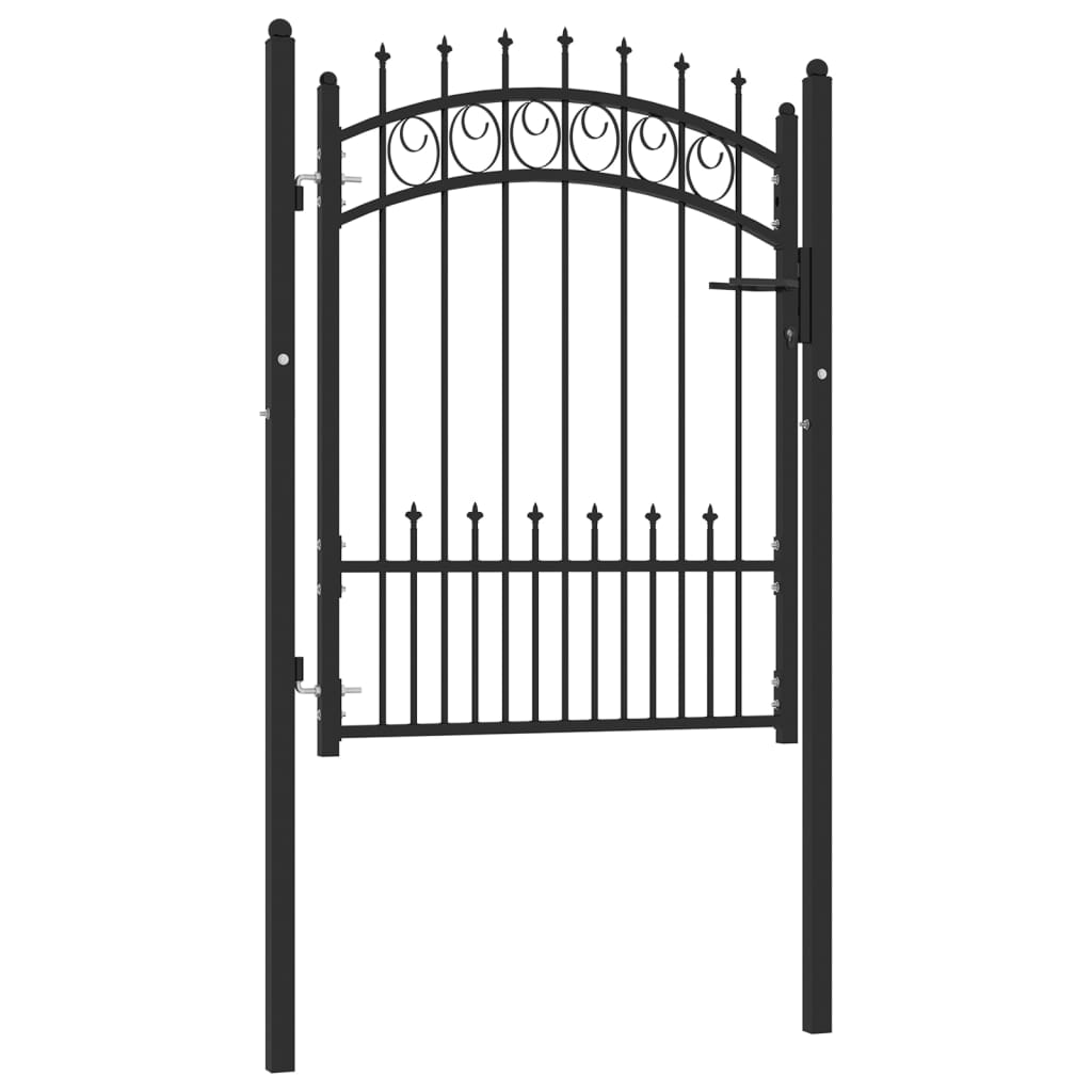 Fence Gate with Spikes Steel 100x125 cm Black