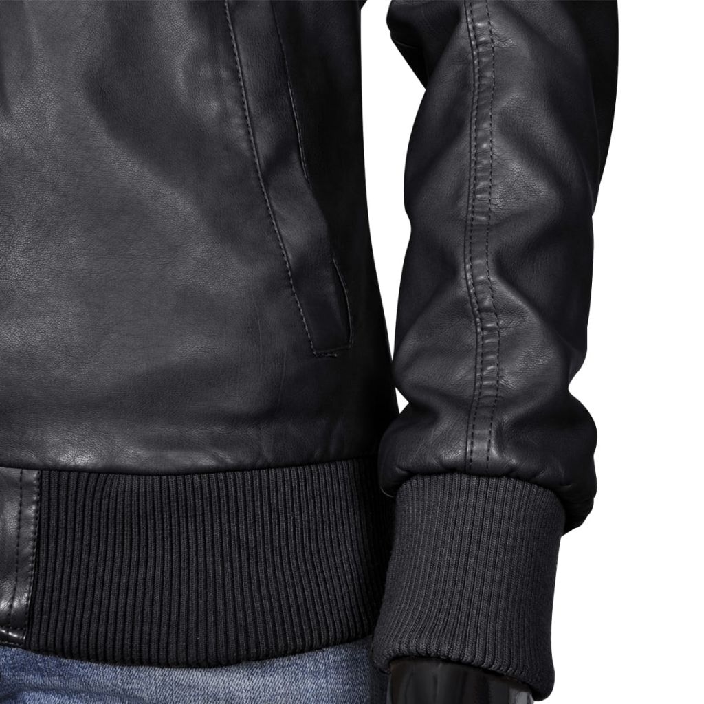 Men's PU Biker Jacket Black Size XL