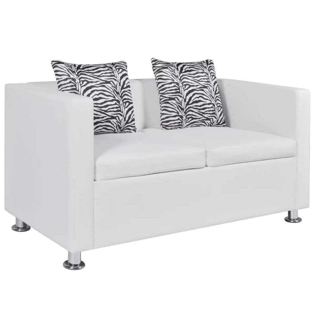 2-Sitzer-Sofa Kunstleder Weiss  