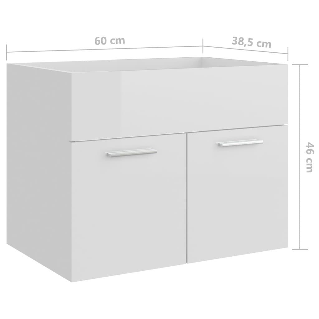 Armoire d'évier Blanc brillant 60x38,5x46 cm Bois d’ingénierie