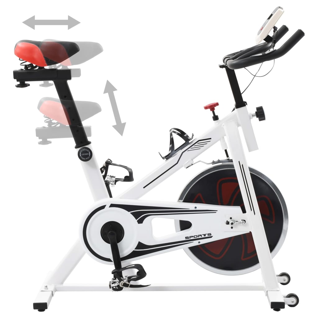 Exercise Training Bike with Pulse Sensors White and Red