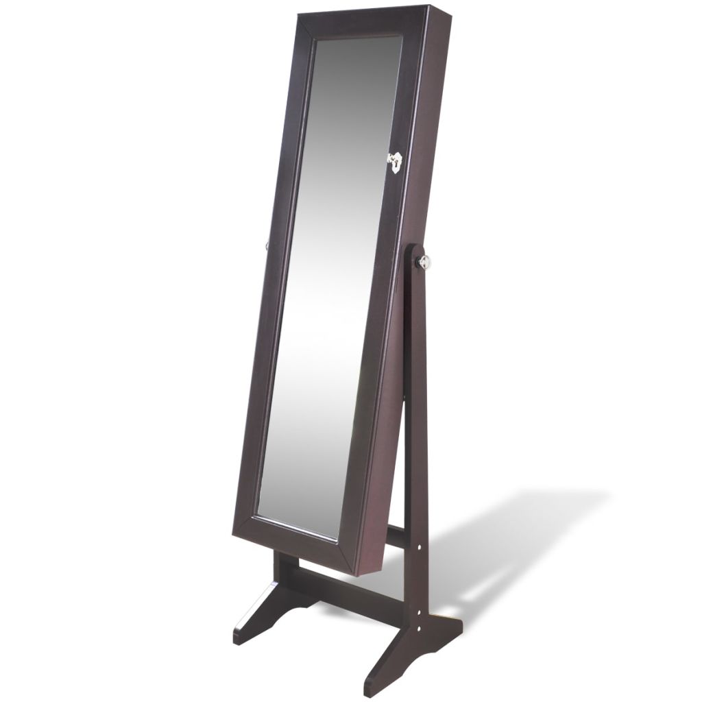 Brauner Spiegelschrank mit Schmuckständer mit LED Licht