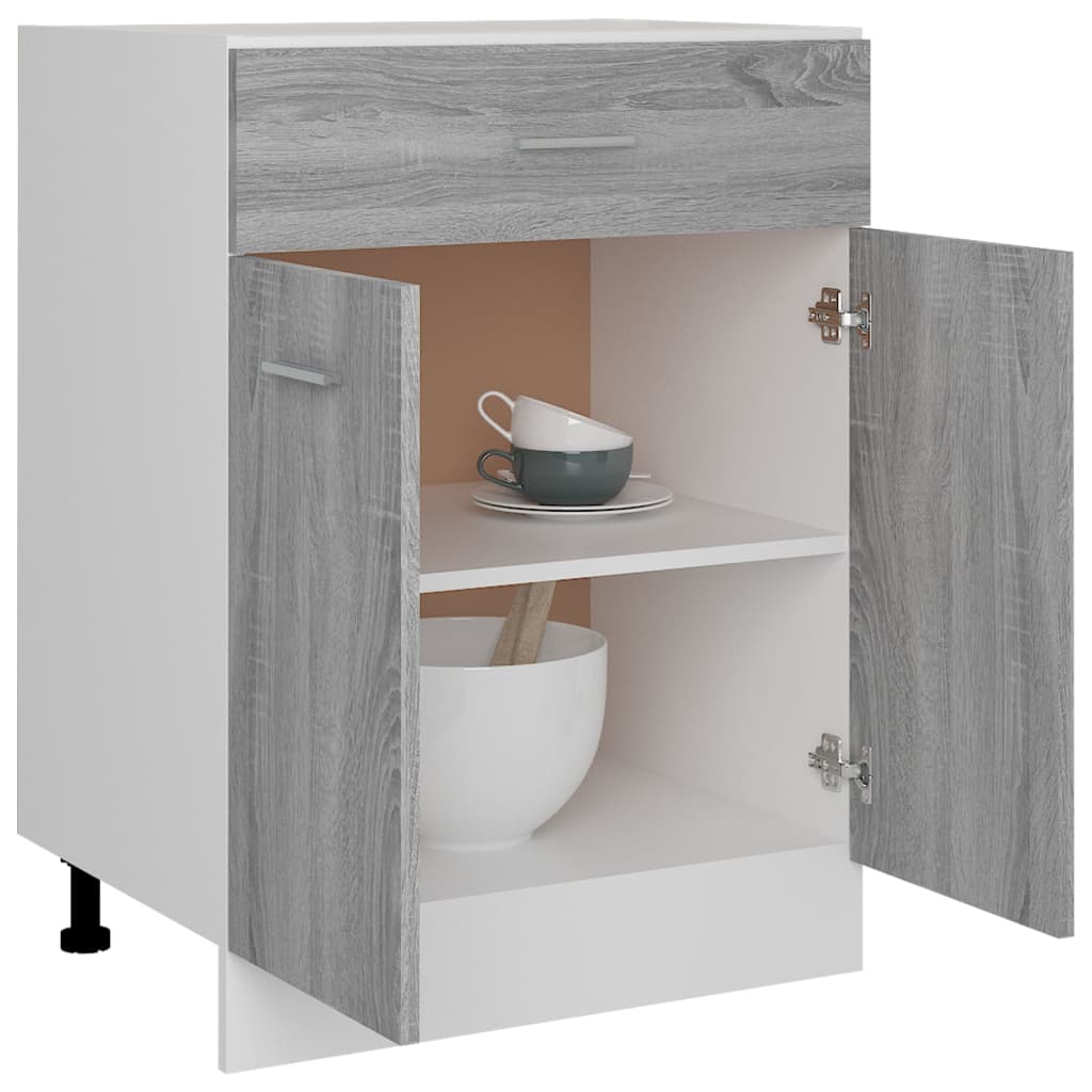 Drawer Bottom Cabinet Grey Sonoma 60x46x81.5 cm Engineered Wood