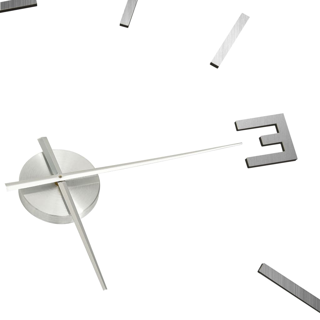 Horloge murale 3D Design moderne Argenté 100 cm XXL