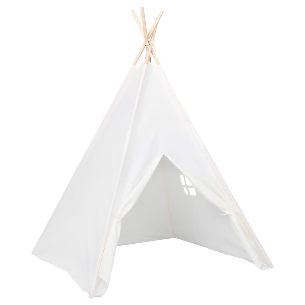 Kinder Tipi-Zelt mit Tasche Pfirsichhaut Weiss 120x120x150 cm