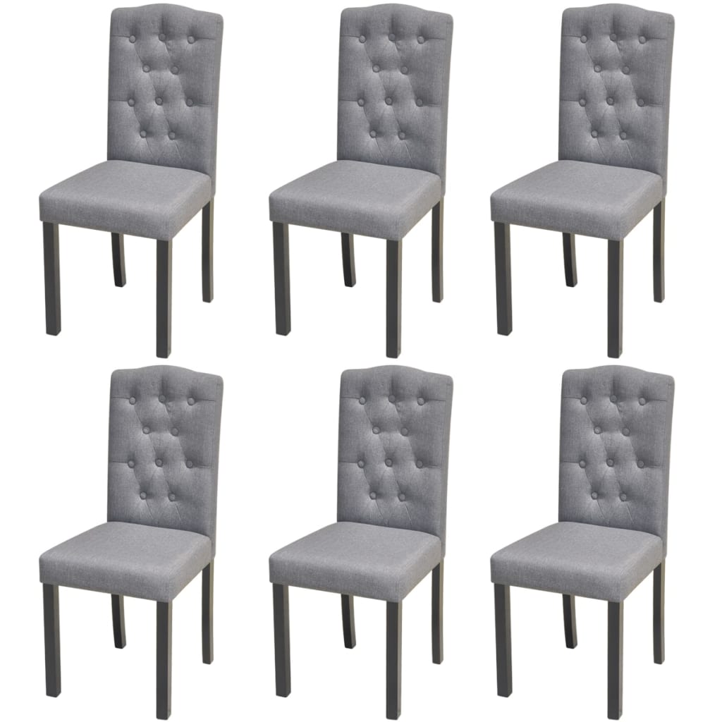 6 Dining Chairs Fabric Upholstery Dark Grey