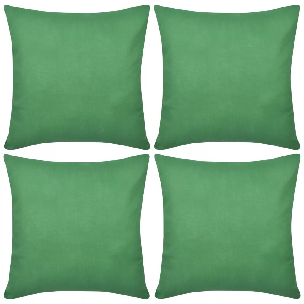4 Green Cushion Covers Cotton 50 x 50 cm