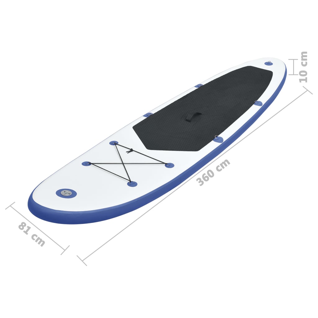 Stand Up Paddle Surfboard SUP Aufblasbar Blau und Weiss