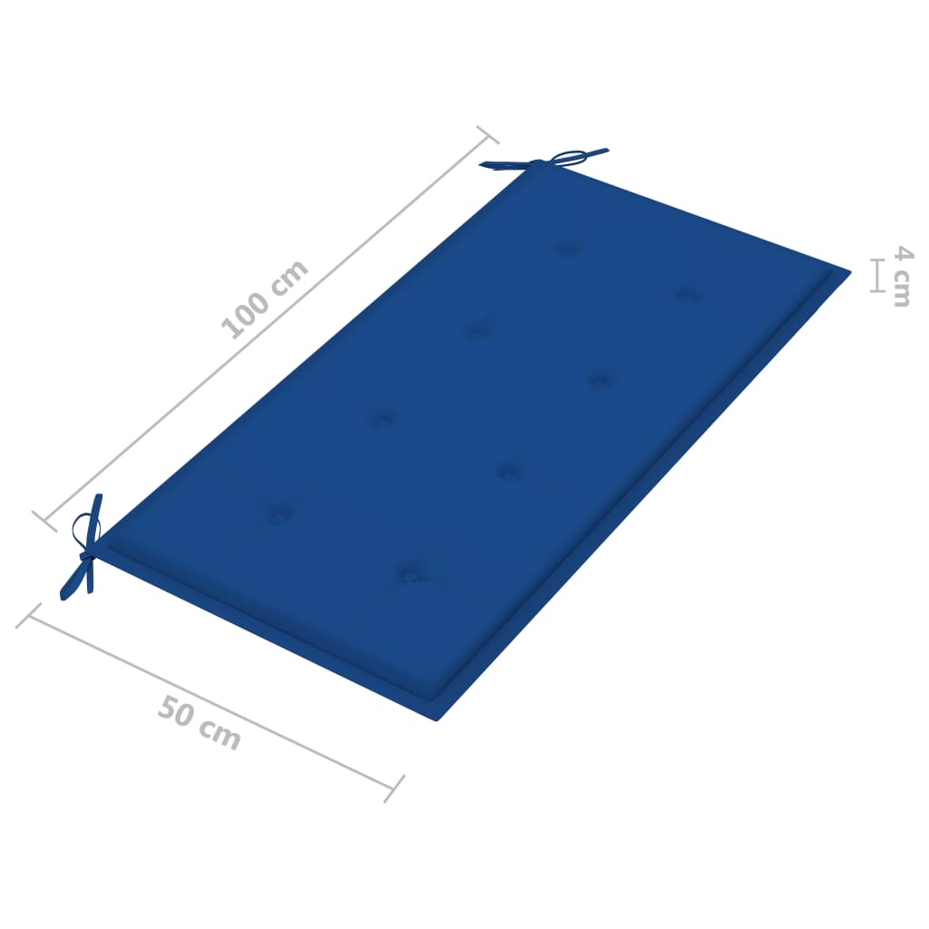 Coussin de banc de jardin bleu royal 100x50x3 cm tissu oxford