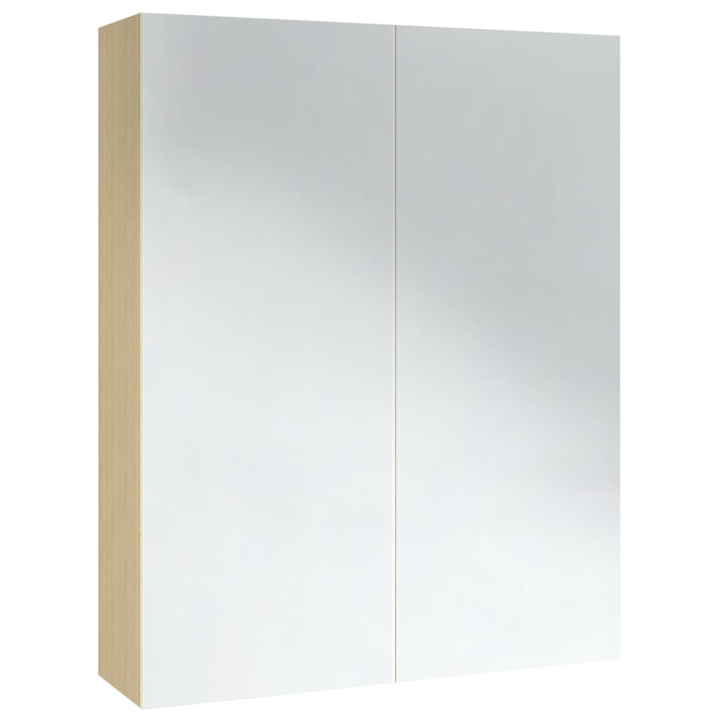 Bathroom Mirror Cabinet 60x15x75 cm MDF White and Oak