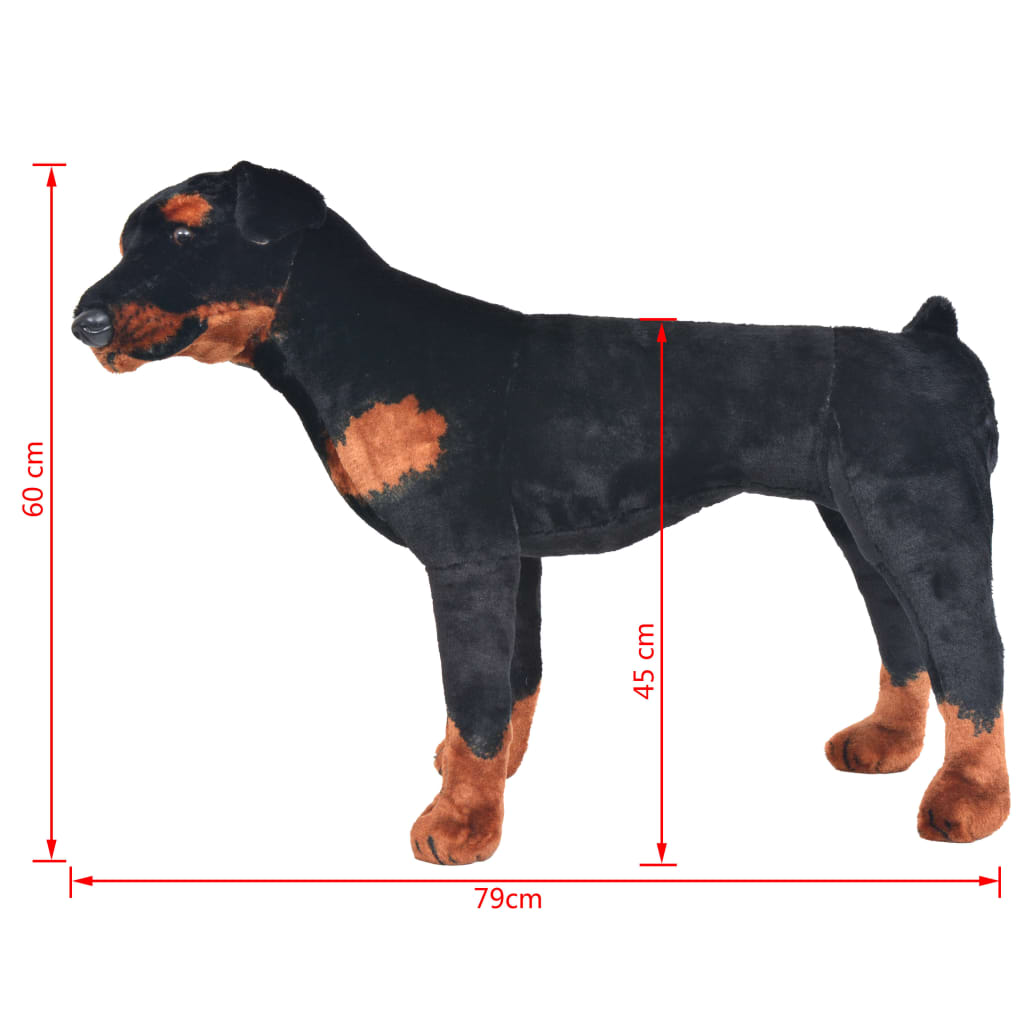 Standing Plush Toy Rottweiler Dog Black and Brown XXL