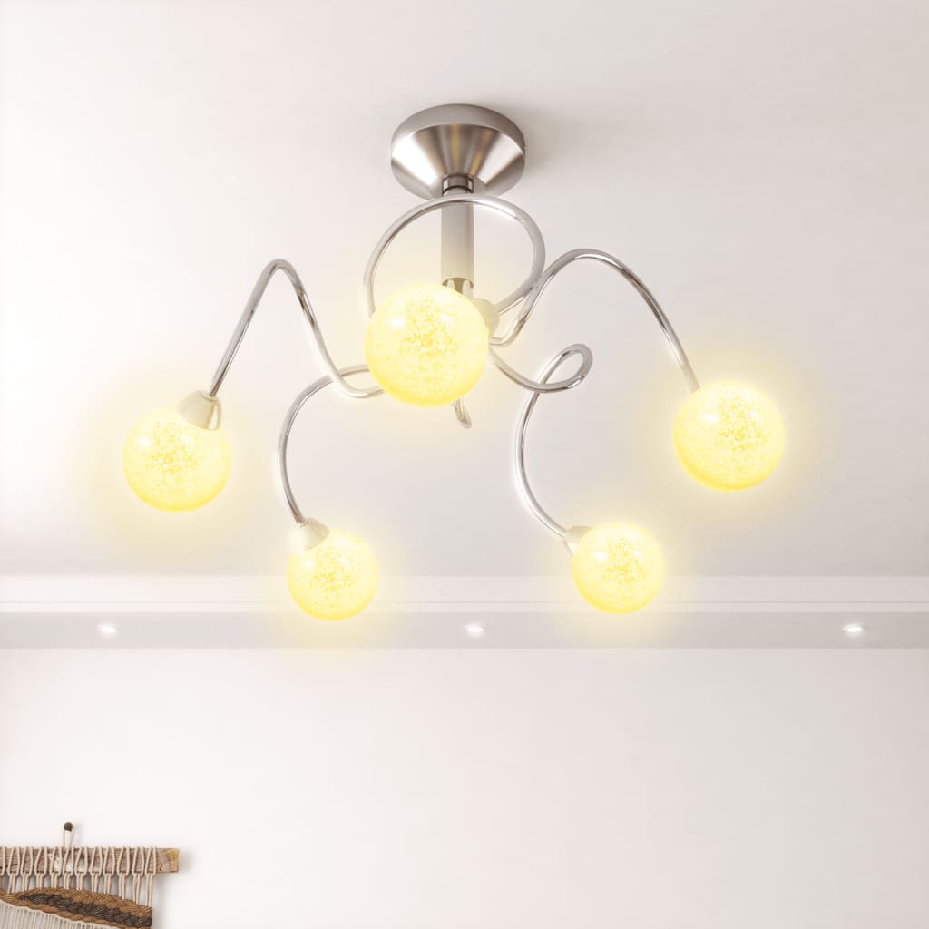 Ceiling Lamp with Round Glass Shades for 5 G9 LED Lights