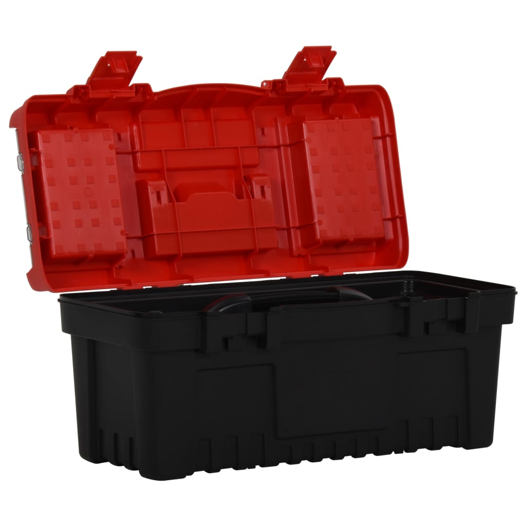 2 Piece Tool Box Set Black and Red Polypropylene