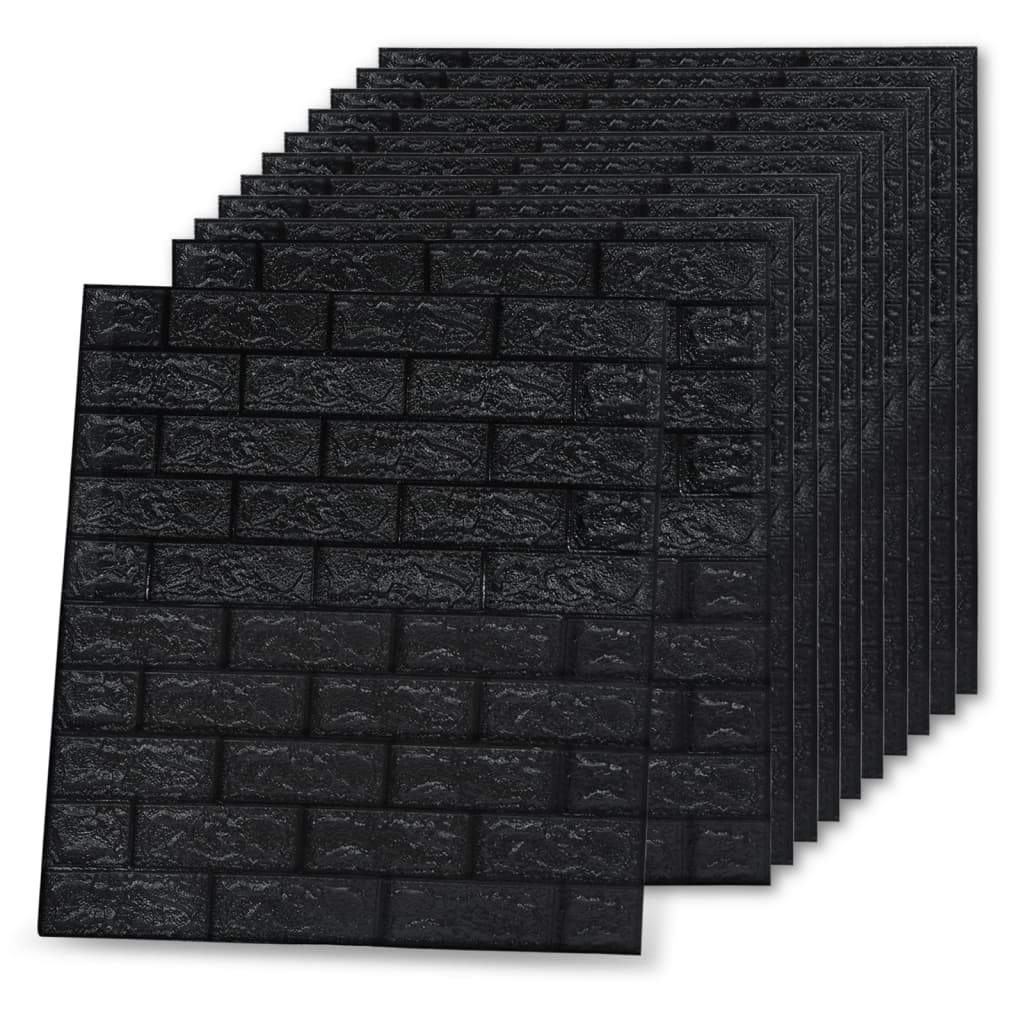 Papier peint 3D autoadhésif Briques 40 pcs Noir