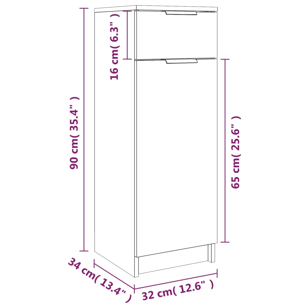 Bathroom Cabinet Concrete Grey 32x34x90 cm Engineered Wood