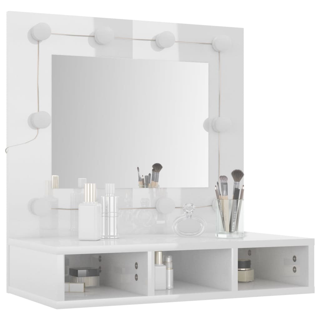 Armoire à miroir avec LED Blanc brillant 60x31,5x62 cm